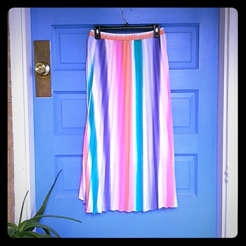 High-low watercolor rainbow skirt
